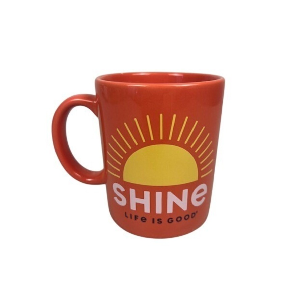 Life is Good‎ Shine Sun Graphic Ceramic Coffee Mug Orange 12oz Dishwasher Safe